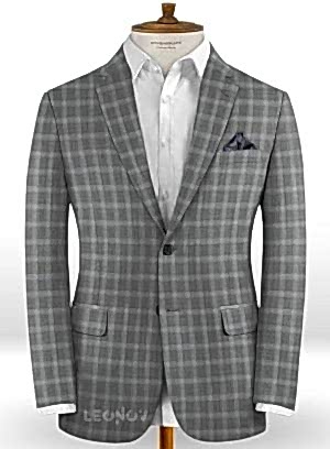 Серый пиджак в светлую мелкую клетку из шерсти - Reda