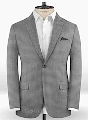 Серый деловой пиджак в мелкую клетку из шерсти - Reda