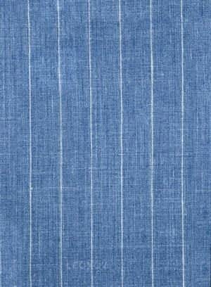 Голубой костюм в меловую полоску из шерсти, льна и шелка